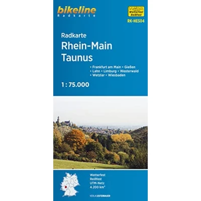 Abbildung von Radkarte Rhein Main, Taunus (RK HES04): Frankfurt am Main Gießen Lahn Limburg Westerwald Wetzlar Wiesbaden. 1:75.000, wetterfest/reißfest, GPS tauglich mit UTM Netz (Bikeline Radkarte)