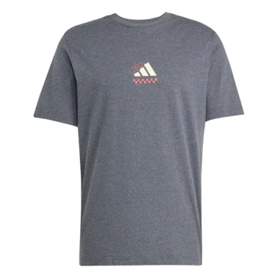 Abbildung von adidas Herren Lounge Pizza Graphic T Shirt, Dark Grey Heather, S