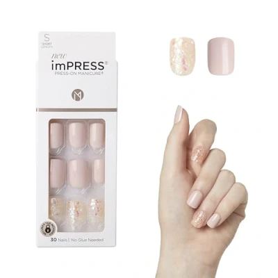 Abbildung von KISS imPRESS Press On Manicure, Dorothy, kurze Länge und quadratisch, mit PureFit Technologie, enthält Reinigungspad, Mini Feile, Manikürstäbchen 30 künstliche Nägel