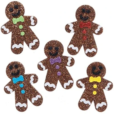 Abbildung von Baker Ross FE933 Glitzer Lebkuchen Schaumstoff Sticker 100 Stück, Moosgummi Aufkleber für Kinder zum Basteln, Gestalten und Dekorieren