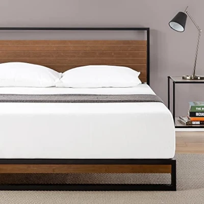 Abbildung von ZINUS Bettgestell Bettrahmen mit Kopfteil aus holz (Packung, 1 tlg., Metallbett), Quietschfest, Boxspring
