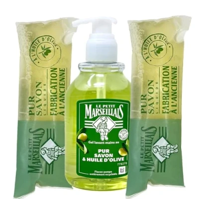 Abbildung von Le Petit Marseillais Flüssigseife pur Savon Olive 300 ml + 2 x 250 Nachfüllpack aus Frankreich