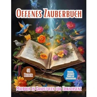 Abbildung von Offenes Zauberbuch Graustufen Malbuch für Erwachsene: Entdecken Sie Die zauberhafte Welt Der Magie Und Des Geheimnisses Mit Mythischen Kreaturen, ... Positive Affirmationen, Ideale Geschenke