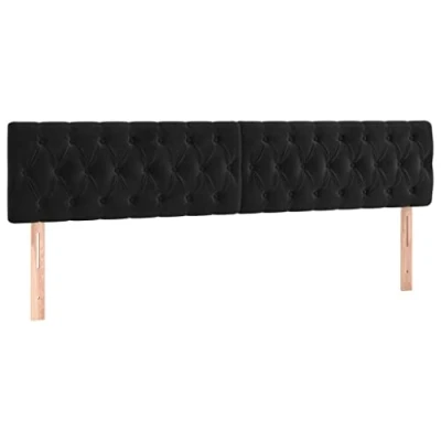 Abbildung von vidaXL LED Kopfteil Polsterkopfteil Bettkopfteil Betthaupt für Bett Bettgestell Bettrahmen Schlafzimmer Bettzubehör Schwarz 180x7x78/88cm Samt