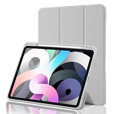 Abbildung von Schutzhülle für iPad Air 4 2020, 4. Generation mit Stifthalter, Smart Stand Cover Case 10,9 Zoll 2020 [2. Apple Pencil Aufladen Auto Wake/Sleep] Grau