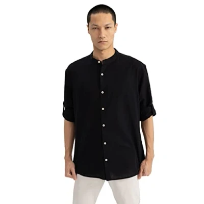 Abbildung von DeFacto Herren Y4189AZ Tunic Shirt, Black, XS