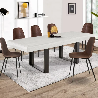 Abbildung von IDMarket Esstisch, ausziehbar, rechteckig, Phoenix für 6 10 Personen, Holz, grau, 160 200 cm
