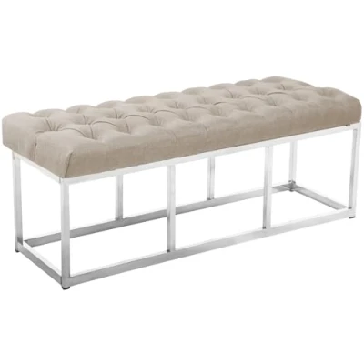 Abbildung von CLP Sitzbank Amun I Mit Stoff Bezug Edelstahl Gestell, Farbe:Creme, Größe:120 cm