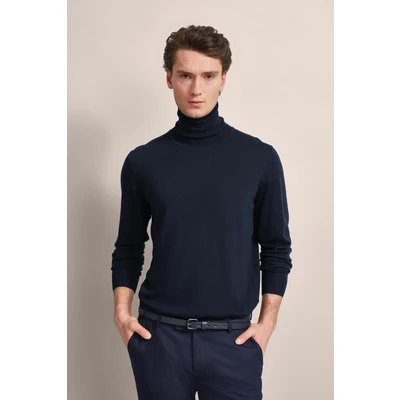 Abbildung von bugatti Rollkragen Strickpullover, Herren, Größe: Large, Marine