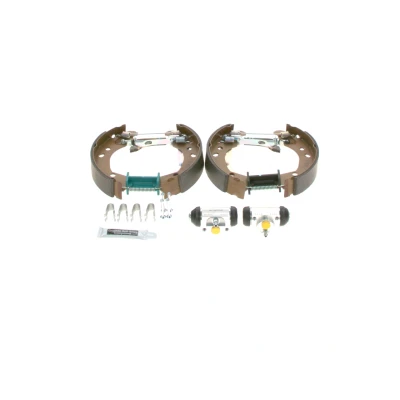 Abbildung von BOSCH 0 204 114 626 Bremsensatz, Trommelbremse mit Zubehör, Radbremszylinder NISSAN: Micra 3, Note I, C+C RENAULT: Modus / Grand