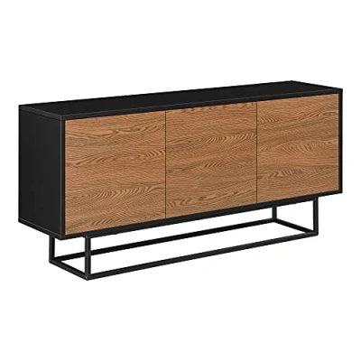 Abbildung von en.casa Sideboard, Boxholm Kommode 120x30x55cm Schwarz/Holzton