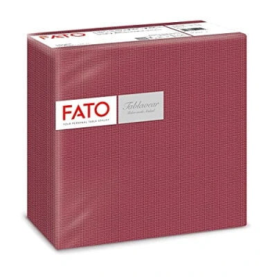 Abbildung von Fato, Trockene Papierservietten, Airlaid, Textileffekt, Packung mit 50 Servietten, Größe 40x40 gefaltet in 4, Dekoration Schatten Bordeaux