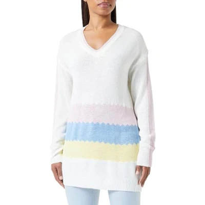Abbildung von SIDONA Women&#039;s Damen Strick Pullover 15426478 SI01, Weiss Rosa Gelb, M/L Sweater