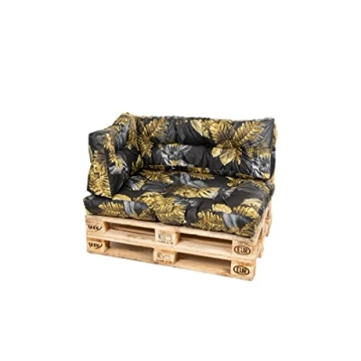 Abbildung von TexDeko® Garden Palettenkissen 120x80x18cm wasserabweisend UV beständig In &amp; Outdoor Premium Sitzkissen gesteppt Palettenauflage für Europaletten (3 TLG Set, Blume)