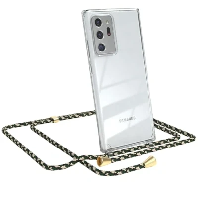 Abbildung von EAZY CASE Handykette kompatibel mit Samsung Galaxy Note 20 Ultra/Note Ultra 5G Handyhülle Umhängeband, Handykordel Schutzhülle, Silikonhülle, Hülle Band, Kette, Grün Camouflage