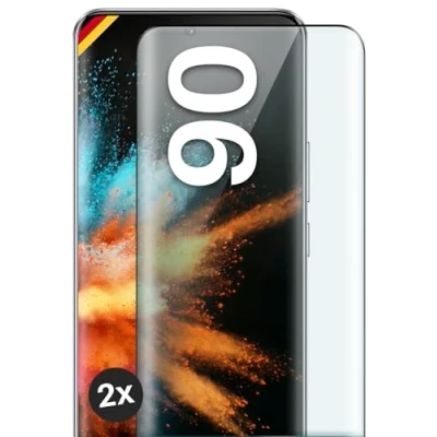 Abbildung von moex Full Screen Schutzglas kompatibel mit Honor 90 Schutzfolie randlos, ganzer Bildschirm, Curved 3D Folie, Clear 2x Schwarz
