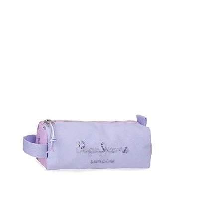 Abbildung von Pepe Jeans Becca Federmäppchen, rund, Violett, 23 x 9 cm, Polyester, dunkelviolett, Talla única, Rundes Etui