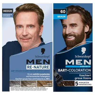 Abbildung von Men Perfect Bart Coloration 60 Natur Braun Stufe 2 (30 ml) Kaschieren grauer Haare &amp; Re Nature Mittelblond bis Mittelbraun (145 ml), Pigmentierungs Creme