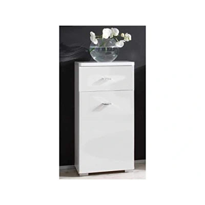 Abbildung von Unterschrank Badschrank Kommode Beistellschrank Schrank Badmöbel Barnsley I Weiß/Weiß Hochglanz