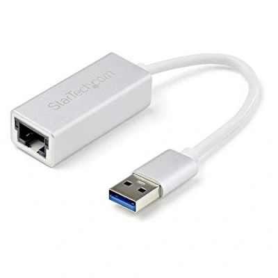 Abbildung von StarTech.com USB 3.0 auf Gigabit Netzwerk Adapter Schickes Aluminium Design für MacBook, Chromebook oder Tablet Native Treiber Unterstützung Silber (USB31000SA)