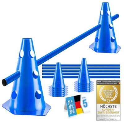 Abbildung von all Pets United® Steckhürden Set für Hunde; Agility Trainingszubehör Hunde &amp; Pferde; Hürdenset mit Stange Hütchen Tier Fußballtraining; Wetterfest Stabil (5 Sets)