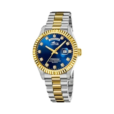 Abbildung von Lotus Herren Armbanduhr aus Edelstahl in der Farbe Silber Gold Blau 41,5mm, Wasserdichtigkeit: 10Bar, 18855/5