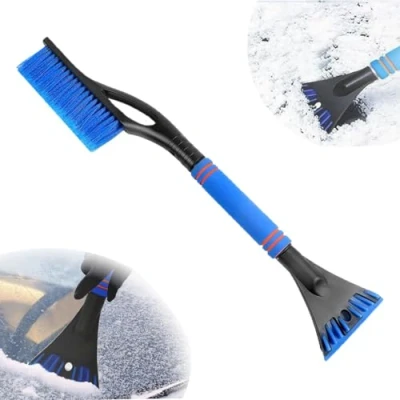 Abbildung von 2 in1 Schneebesen Auto Ausziehbar, Eiskratzer mit Besen, Teleskop, 60cm Lang Wärmendem, Rutschfestem Griff, Stabiler Scheibenkratzer Lackschonend(A)