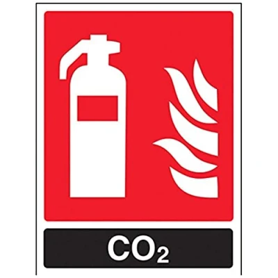 Abbildung von vsafety 11030 an s Feuerlöscher Schild, CO2 ID, selbstklebend, Hochformat, 150 mm x 200 mm, schwarz/rot