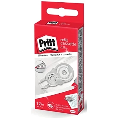 Abbildung von Pritt Nachfüllkassette für Korrekturroller Refill Flex Roller Midway, Breite 6mm, Länge 12m, flexible und einziehbare Spitze, Push &amp; Pull Funktion, 9H PRX6H