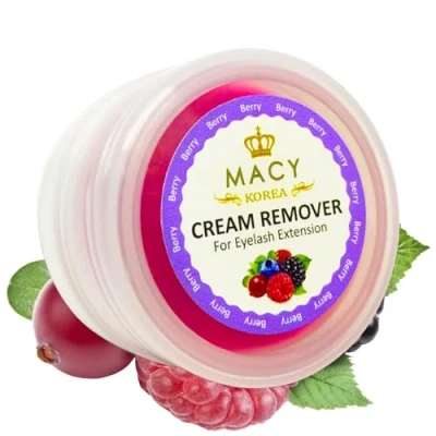 Abbildung von Wimpernremover Cream Lash Extension Entferner Zur Schnellen Entfernung von Wimpernverlängerung und Wimpernkleber verschiedene Düfte 15g Macy Duft: Beere