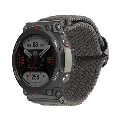 Abbildung von kwmobile Armband kompatibel mit Huami Amazfit T Rex 2 Nylon Fitnesstracker Sportarmband Band in Grau Innenmaße von 14 22 cm