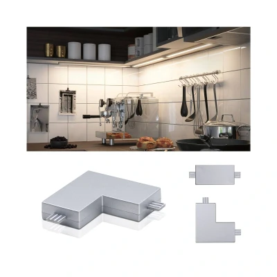 Abbildung von Paulmann 99970 Möbelleuchte Clever Connect Eck Verbinder Barre 12V Schrankleuchte Chrom matt Schranklicht Kunststoff Küchenlampe