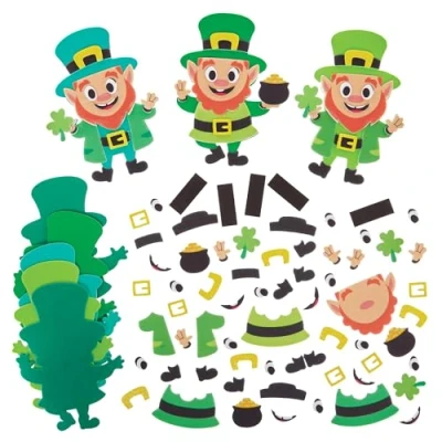 Abbildung von Baker Ross FX985 Leprechaun Mix und Match Magnet Bastelsets Packung mit 8, St. Patrick&#039;s Day für Kinder