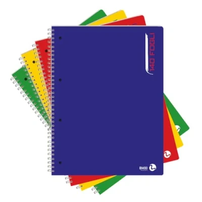 Abbildung von BM BeMore Spiralblock Maxi Color 140 Fg, 0112760, spiralgebunden, A4, Lineatur 4 mm, kariert Papier 80 g/m², sortiert, 3 Stück