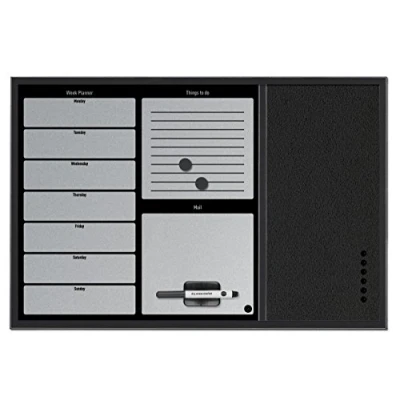 Abbildung von Bi Office MX03402169 Kombiplaner, MDF Rahmen lackierter Stahl Filz, 60 x 40 cm großer, schwarz/silber