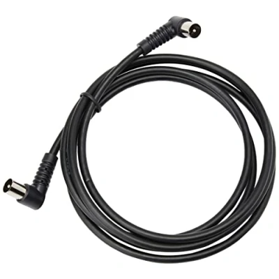 Abbildung von Pro Signal JR9009A/2M Black Rohs TV Antennenkabel, 90 Grad Koax Stecker auf Stecker, 2 m, Schwarz