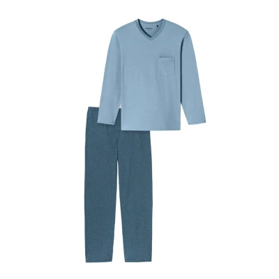 Abbildung von Schiesser Herren Schlafanzug Lang Nightwear Pyjamaset, Blaugrau_181154, 50 EU