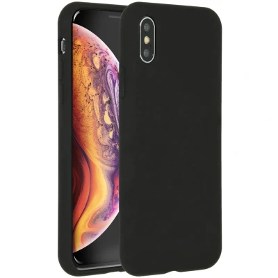 Abbildung von Apple iPhone Xs Hülle Silikon Accezz Soft Case/Backcover Handyhülle Schwarz