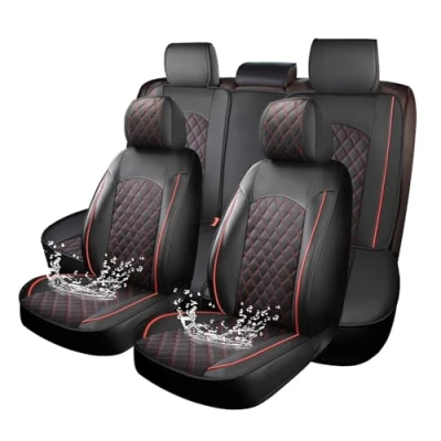 Abbildung von Chifeng Wasserdicht Autositzbezüge Komplettes Set, Universell Passend Für Dacia Duster Jogger Logan Stepway Sandero (Rot)