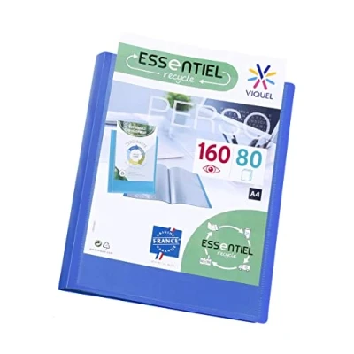 Abbildung von Viquel Präsentationsmappe, 160 Seiten, A4 Format, personalisierbare Einband, glatte, transparente Hüllen, recycelt, Blau