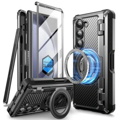 Abbildung von SUPCASE für Samsung Galaxy Z Fold 6 Hülle mit S Pen Halter (Unicorn Beetle Pro Mag), [Kompatibel MagSafe] [Mit Displayschutz aus gehärtetem Glas und Ständer] Magnetische Schutzhülle Case (Schwarz)