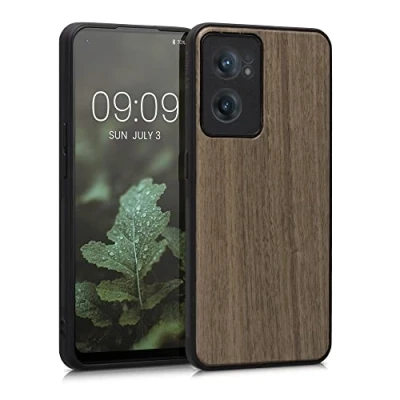 Abbildung von kwmobile Hülle kompatibel mit OnePlus Nord CE 2 5G Holz Case stoßfestes Handy Cover TPU Handyhülle in Dunkelbraun