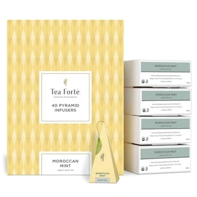 Abbildung von Tea Forte Moroccan Mint Packung mit 40 Aufgusspyramiden Grüner Bio Tee