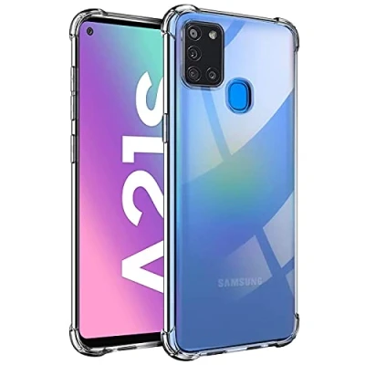Abbildung von Verco Handyhülle für Samsung A21s Case, Anti Shock Schutzhülle Galaxy Hülle Transparent [Robuste Flexibles Silikon] Clear