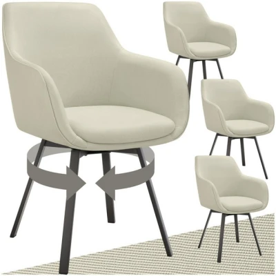 Abbildung von tectake® 4er Set Stuhl drehbar, Esszimmerstühle mit Armlehne, Küchenstühle, Stühle Esszimmer, Drehstühle für Dining Lounge, Esstisch, Schminktisch, Armlehnstuhl, Esszimmermöbel Greige