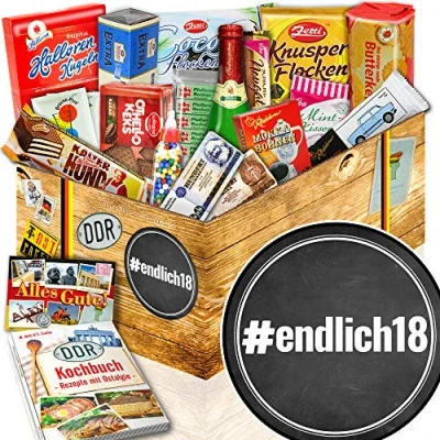 Abbildung von Hashtag endlich18 ++ Süßes Kultset DDR Geschenke 18 Geburtstag