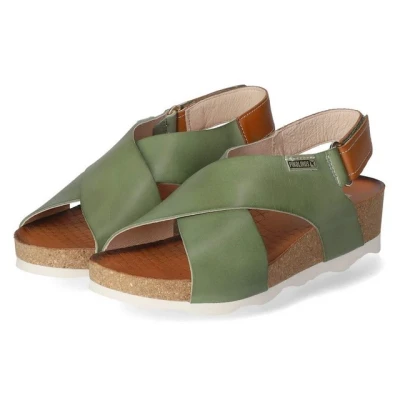 Abbildung von Pikolinos Keilsandalen in Leder Mahon für Frauen Farbe Verde