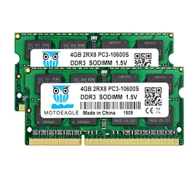 Abbildung von motoeagle DDR3 1333 8GB Kit (2x4GB) PC3 10600 10600S 4GB SODIMM 204 Pin Unbuffered Non ECC 1.5V CL9 2Rx8 Dual Rank Notizbuch Arbeitsspeicher