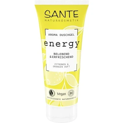Abbildung von SANTE Naturkosmetik Aroma Duschgel Energy, vitalisierender Zitrusduft nach Zitrone &amp; Orange, belebend erfrischend, vegane ohne synthetische Duftstoffe, 200ml