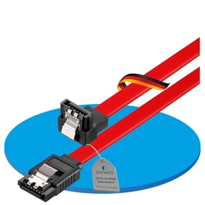 Abbildung von Sonero® SATA III 6Gb/s Datenkabel, 0,50m, gewinkelt, rot